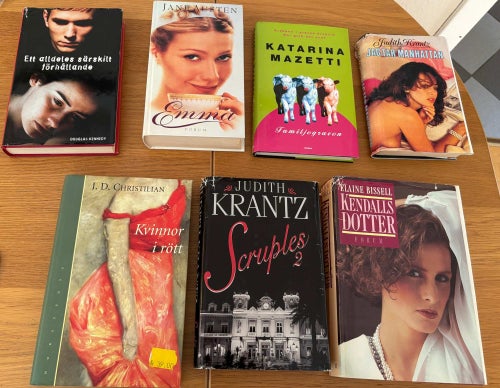 7 inbundna romaner – Jane Austen, Katarina Mazetti, Judith Krantz m.fl.