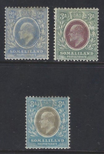 British Somaliland, 3 märken wmk Multiple Crown CA *