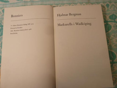 MARKURELLS I WADKÖPING, H. BERGMAN, 1968,  BÖCKER