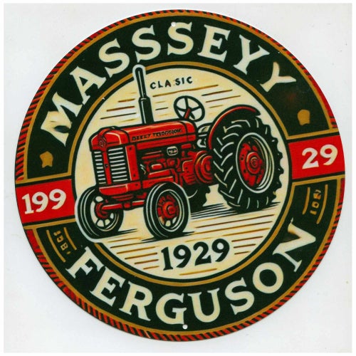 Massey Ferguson rund metallskylt ca 20 cm – retro traktor skylt 1929
