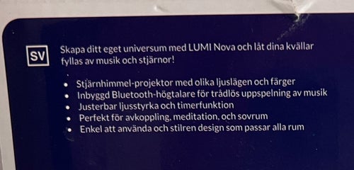 Lumi Nova stjärnhimmels-projektor med inbyggd bluetooth-högtalare