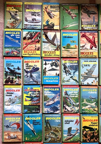 Biggles av W. E. Johns - 38 böcker - B. Wahlströms Ungdomsböcker