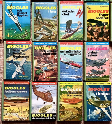 Biggles av W. E. Johns - 38 böcker - B. Wahlströms Ungdomsböcker