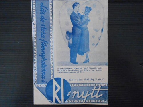 RI Nytt Nr 13 1939 Jeanette Macdonald Stockholms biografer