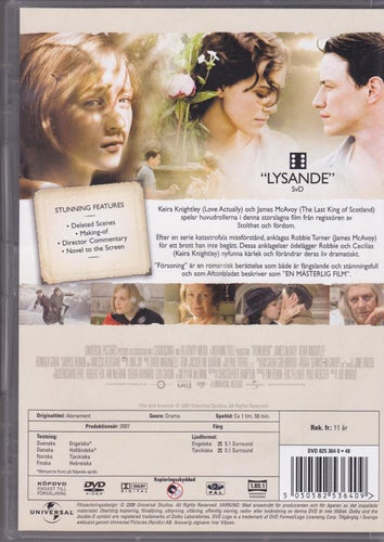 DVD / Försoning (Atonement) / James McAvoy, Keira Knightley / Nära nyskick