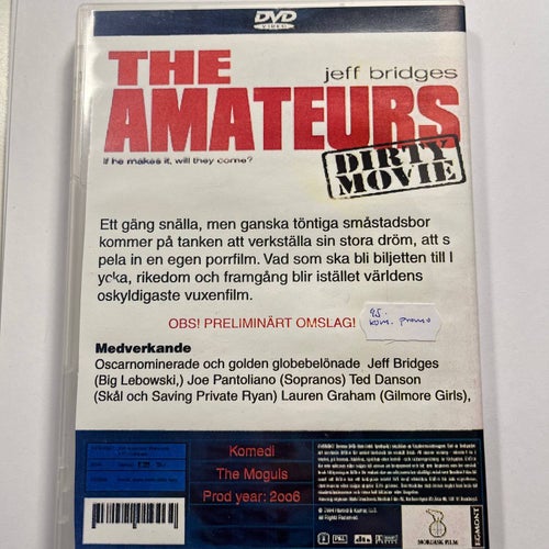 THE AMATEURS. DIRTY MOVIE. JEFF BRIDGES. DVD KOMEDI -06. OBS PROMOTION DVD