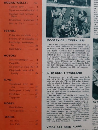 Teknikens Värld nr 21 1951: Tatraplan, teknik, motor, flyg, hobby