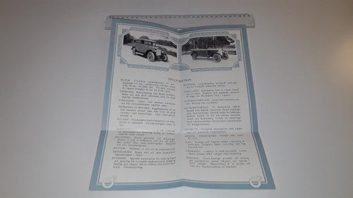 Nytryck av Volvos första broschyr 2 sidor text svenska