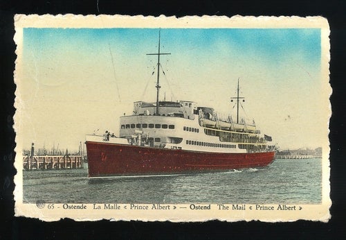 Vykort Ostende La Malle Prince Albert.Bland frank. BELGISK/ENGELSK Frim. 1949