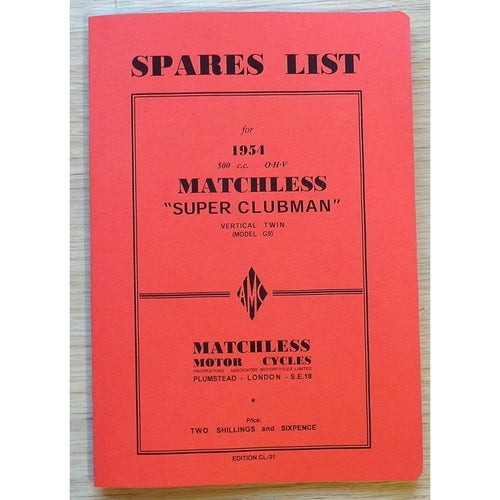 Reservdelskatalog Matchless G9 1954