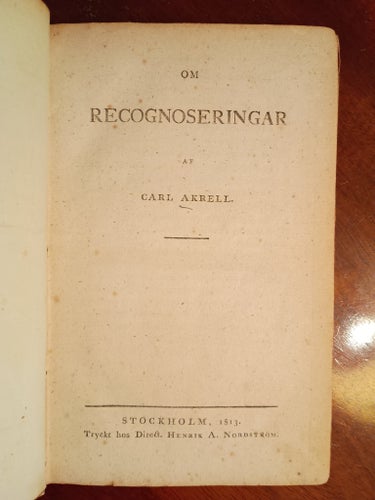 Om Recognoseringar av Carl Akrell, 1813