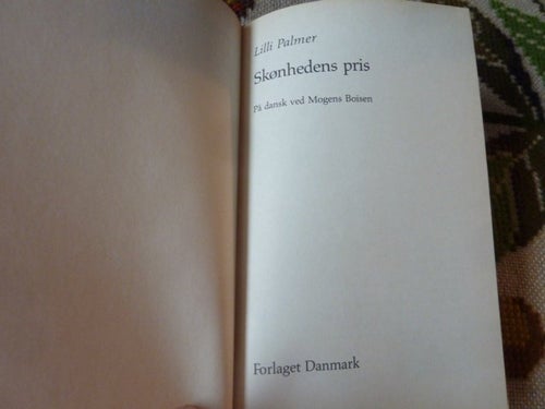 SKØNHEDENS PRIS, LILLI PALMER, BOK, DANSK