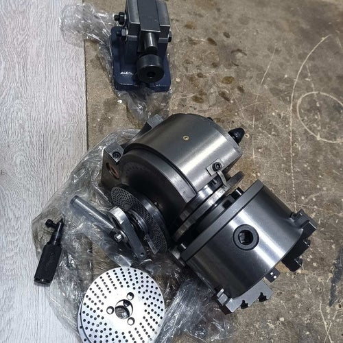 5" BS-0 precisionsindexeringshuvud med 3 avdelare,stjärtstock,125mm 3-käft chuck