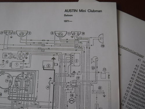Elschema till Austin Mini Clubman Saloon, 1971.