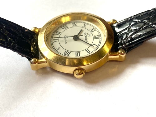 Queen Quartz Damklocka med Svart Läderarmband