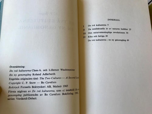 DE TVÅ KULTURERNA C.P. Snow 1965