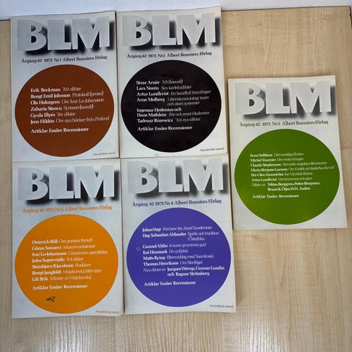 BLM - Bonniers Litterära Magasin nr 1-5 1973