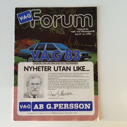 V.A.G Forum Tidskrift för Audi och Volkswagenfolk Arg 25 - nr 3/1982