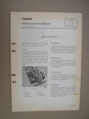 VOLVO Verkstadshandbok Lastbil L245 / L 245 / Rundnos Karosseri