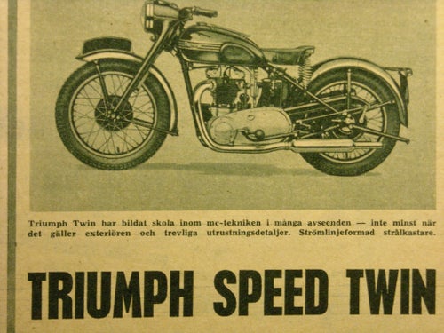 Nytest av mc Triumph Speed Twin från 1953