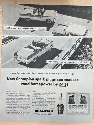 Tidningsutdrag 1956 Champion Spark Plugs