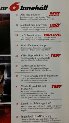 Teknikens Värld nr 6 1992: Alfa 155, Chevrolet 2500, Mazda 626 V6, Audi 80 2,8E