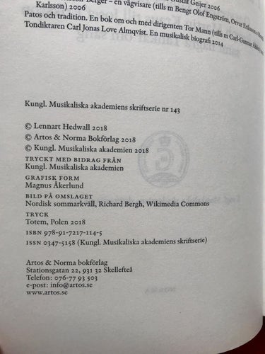 PÅ SÅNGENS VÄGNAR Lennart Hedwall 2018