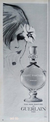 GUERLAIN PARIS - CHANT D'AROMES PERFUME, REKLAM TIDNINGSANNONS 1965