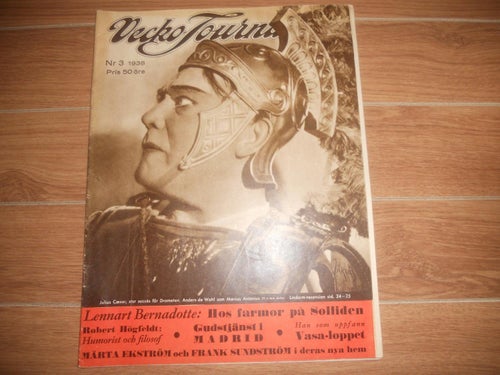 Vecko Journalen nr3 1938 Anders de Wahl, Anders Pers Mora, Robert Högfeldt