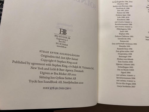 Inbunden - Stephen King - Strax Efter Solnedgång - Svenska