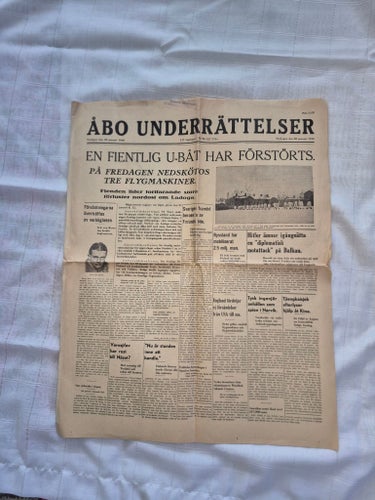 Åbo Underrättelser tidning från 1940