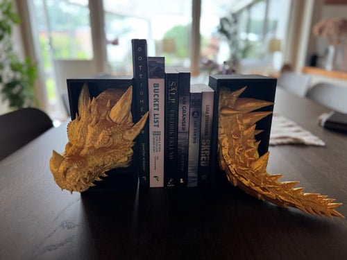Unikt bokstöd - Drake i guld