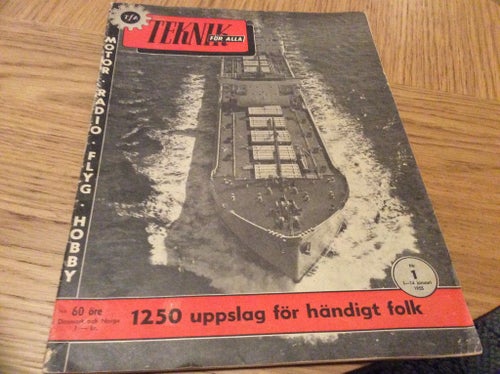 Teknik för alla Nr 1 1955 Flygande Tunna,Kockums Turbiner,Husqvarna,Scooter,