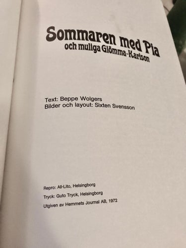 SOMMAREN MED PIA OCH MULLIGA GLÖMMA-KARLSON Beppe Wolgers 1972