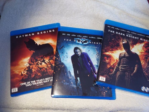 Batman Begins + The Dark Knight + Rises (Blu-ray, 5 discar), av Christopher Nol