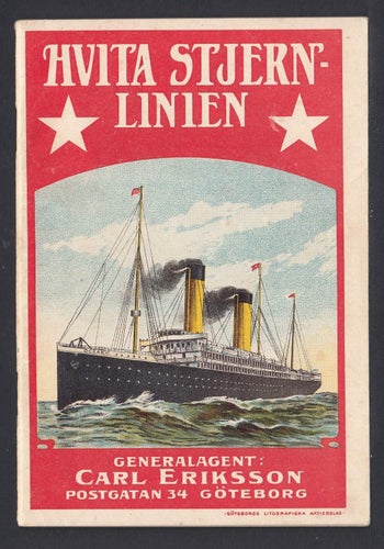 Vita Stjärn Linjen. Reklamhäfte från 1906. Mycket fin kvalité.