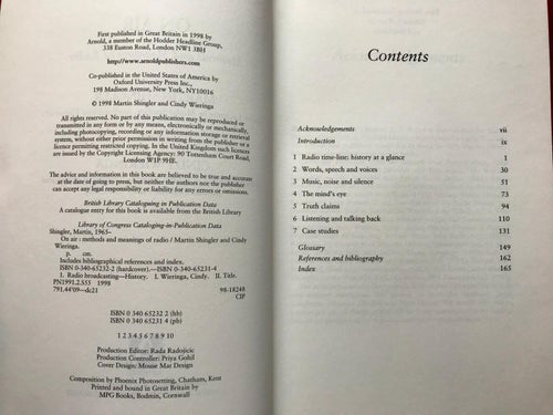 ON AIR Methods and Meanings of Radio Martin Shingler Cindy Wieringa 1998