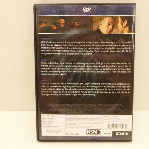 Brottet Avsnitt 1-3 Region 2, DVD-film, Svensk text, Fint skick