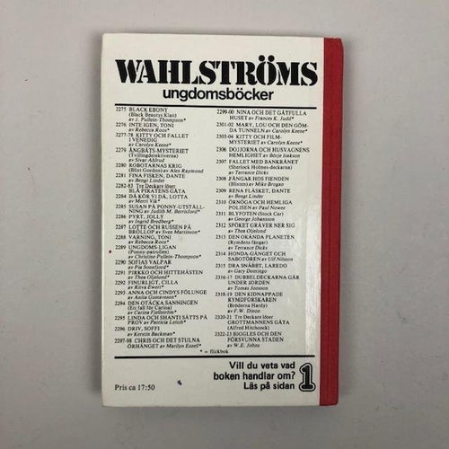 Bok, "Anna och Cindys fölunge" B.Wahlströms flickböcker 1983