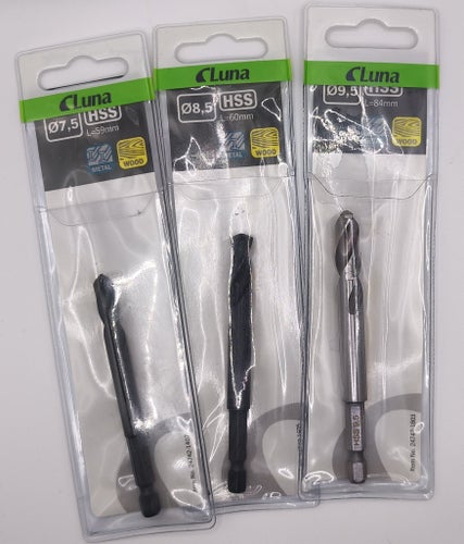 Luna Tools SPIRALBORR IMPACT 7,5 & 8,5 & 9,5 MM HSS MED 1/4 FÄSTE