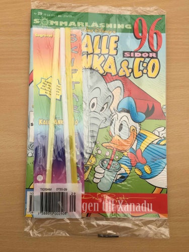 KALLE ANKA Nr 29 2001 - Inplastad - Sugrör som skiftar färg