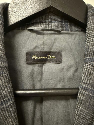 Massimo Dutti Gray Checked Wool-ullkavaj