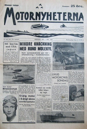 Motornyheterna 1937-40 Renault..Båtracing Guldpokalen