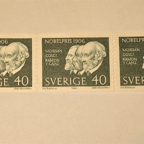 Nobelpristagare 1966, 5 strip 40 öre F: 594 Postfriskt