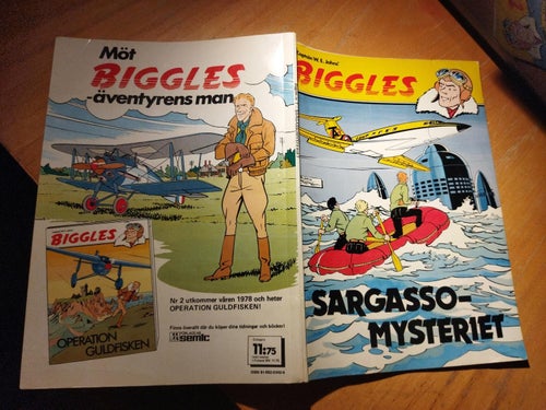 Biggles nr 1 Sargassomysteriet. Tryckt 1977. Very Good+