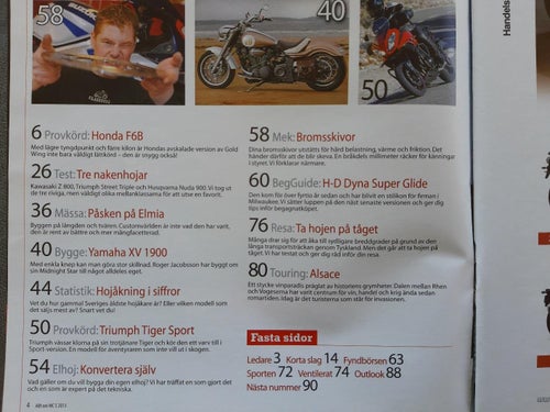 Allt om MC nr 5 2013: Honda F6B, Triumph Tiger Sport, beg H-D Dyna Super Glide