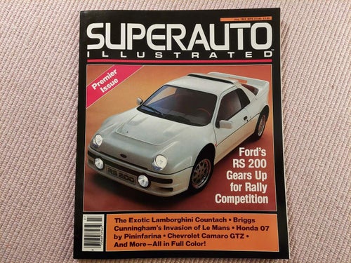 Superauto Illustrated July 1985 Ford RS 200 Countach 205 Turbo 16 Cunningham