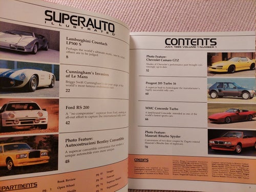 Superauto Illustrated July 1985 Ford RS 200 Countach 205 Turbo 16 Cunningham