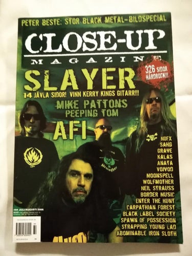 Close Up Magazine 2006 nr 84 Slayer Mike Pattons Peeping Tom Afi Kalas Nofx Anat