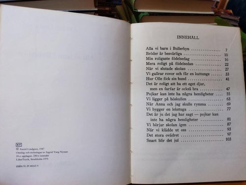 Alla vi barn i Bullerbyn Astrid Lindgren Bok. Very Good plus
